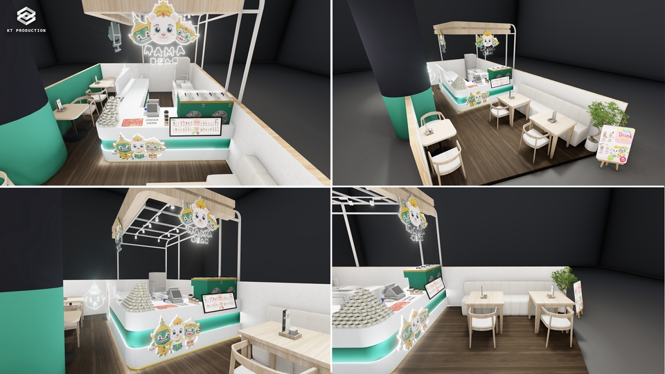 ออกแบบร้านค้า3D perspective มุมมองเสมือนจริง รับออกแบบร้านกาแฟ 3 มิติ ราคาถูก