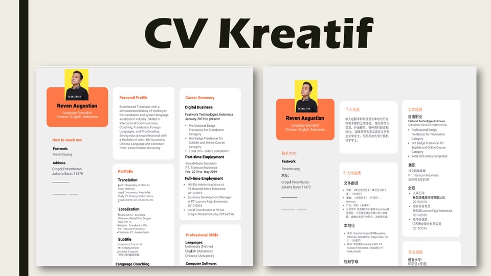 Portfolio & Resume - Desain CV 3 Bahasa, 1 Hari Jadi - 2