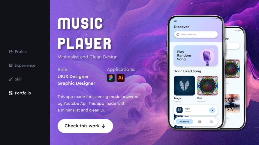 Desain UI UX Aplikasi Musik Mobile Minimalis - Freelancer UI UX