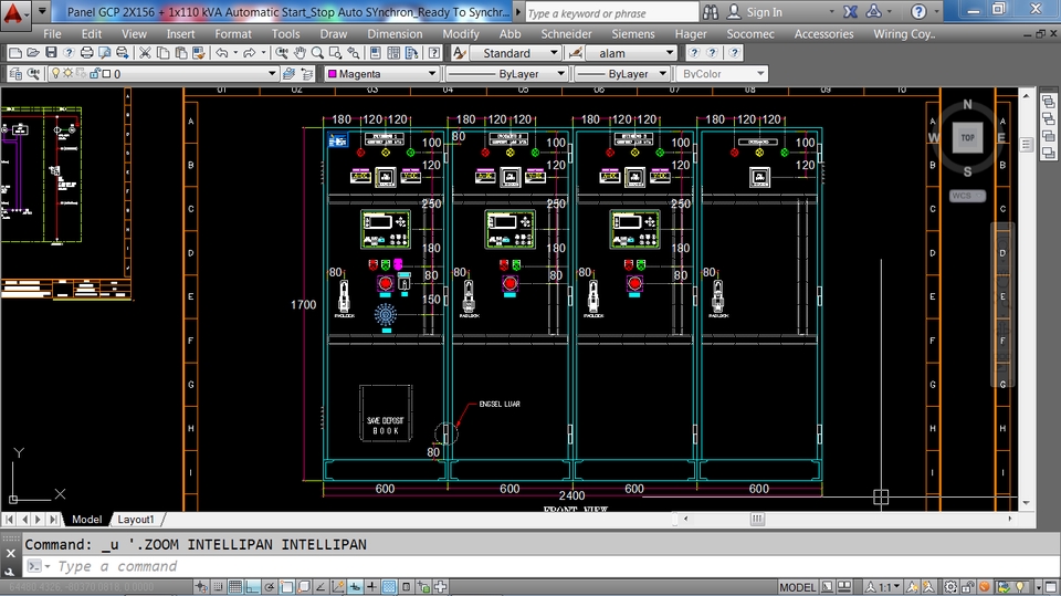 Jasa drafter autocad untuk desain panel listrik.