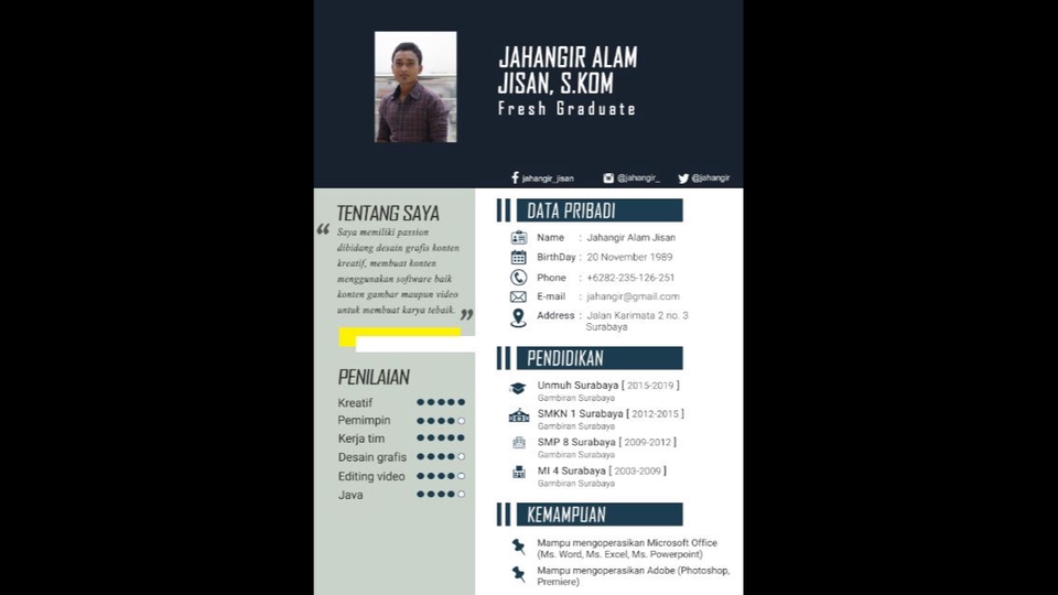 Portfolio & Resume - Pembuatan CV(Curriculum VItae) 1 Hari Jadi  - 1