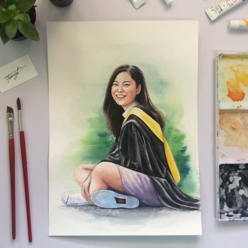 วาดภาพเหมือน Portrait - รับวาดภาพเหมือนสีนำ้ - 28