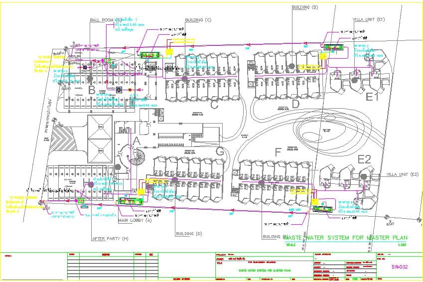 แบบแปลนระบบท่อระบายน้ำเสีย สำหรับโครงการก่อสร้างอาคารชุด