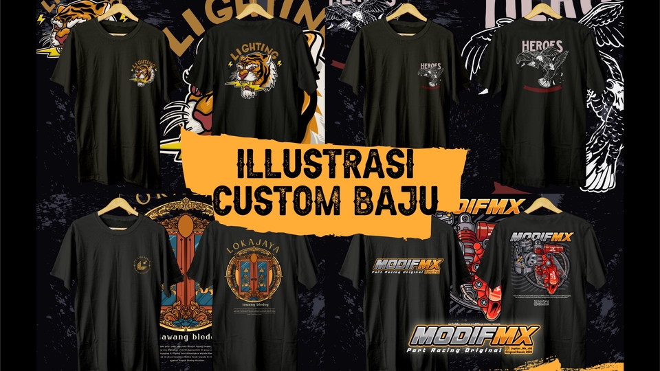 Jasa Desain Model Baju hingga Busana Pesta Motif Custom - DESAIN KAOS / T-SHIRT CUSTOM KARAKTER ILLUSTRASI 