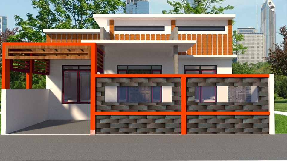 3D & Perspektif - 3d MODELING RUMAH SEDERHANA - 9