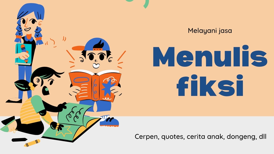 Jasa penulis konten fiksi, seperti cerpen, novel, dan drama, di Indonesia.