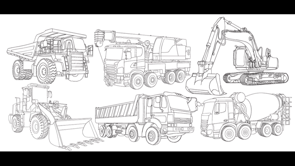 รับวาดภาพประกอบ เครื่องจักรหนัก รถบรรทุก รถแบคโฮ วาดภาพประกอบรถ