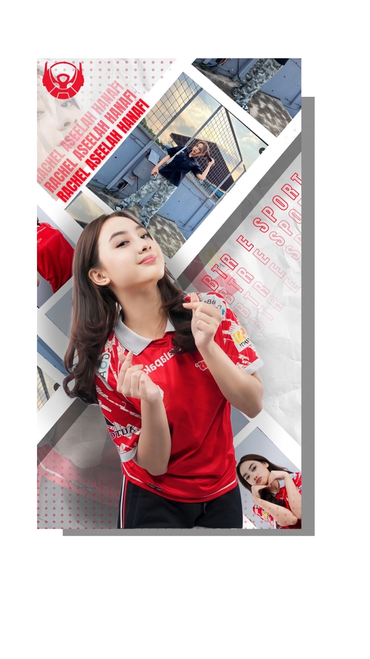 Desain jersey esports wanita merah, Rachel Aselah Hanafi BTR, jasa desain jersey online