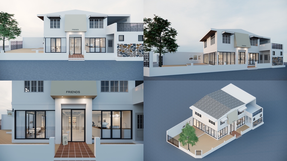 ออกแบบบ้าน3มิติ perspective รับทำภาพ3D โมเดลบ้านสวย ราคาถูก