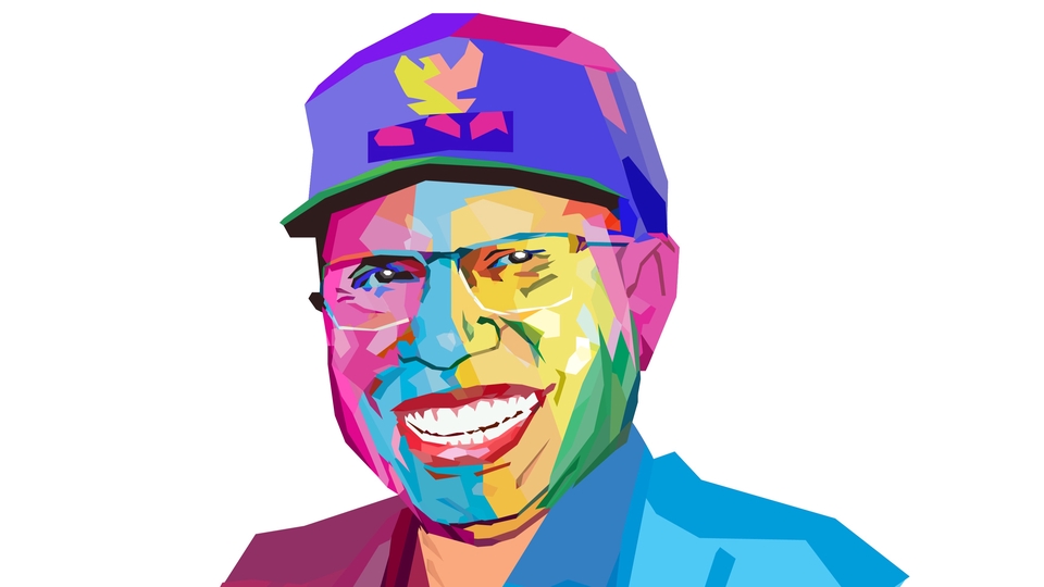 Jasa ilustrasi digital profesional, gambar ilustrasi pria dengan topi biru