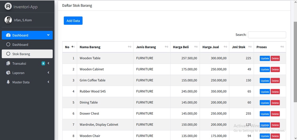 Jasa pembuatan website toko online dengan fitur inventori stok barang,  harga website toko online