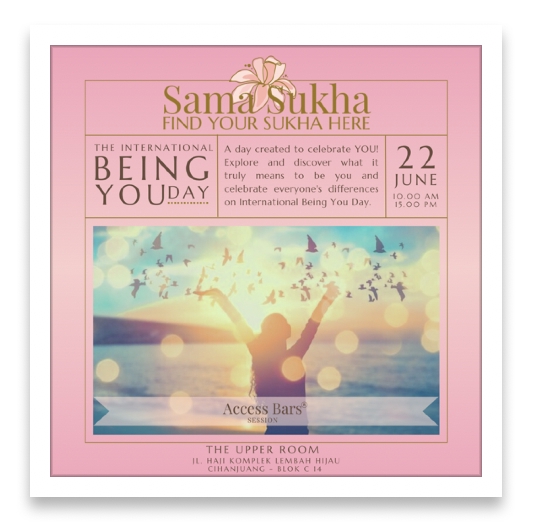 Jasa desain undangan pernikahan unik dan murah untuk acara International Being You Day di The Upper Room, Changiang.