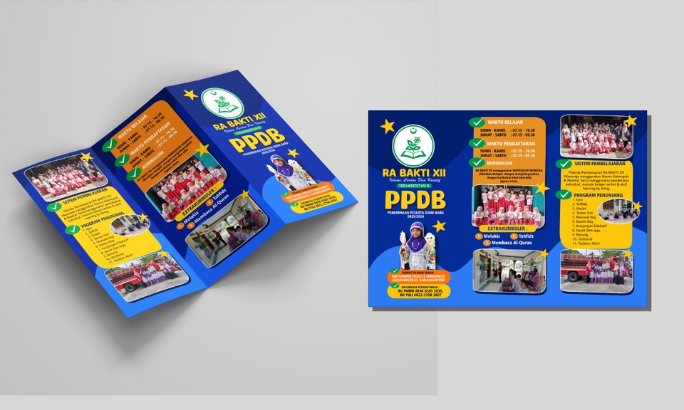 Desain Brosur Sekolah RA Bhakti XII dengan tema PPD.