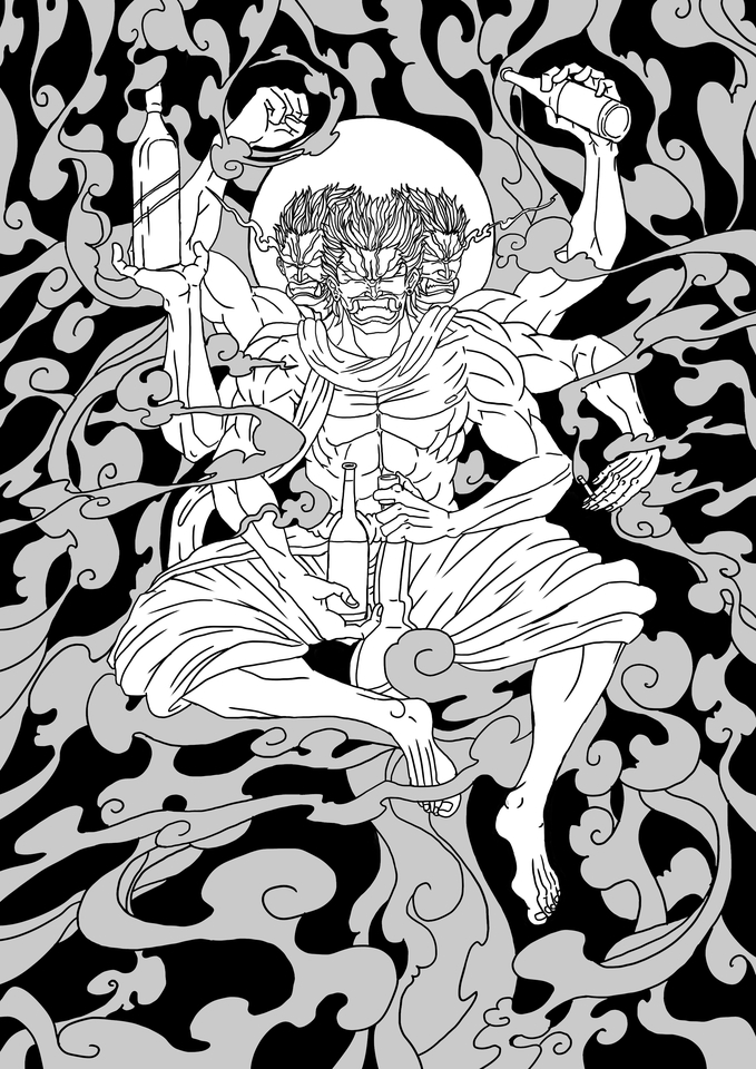 ออกแบบลายสัก มินิมอล เท่ๆ มี 4 มือ ออกแบบ tattoo ออกแบบลายแทททู