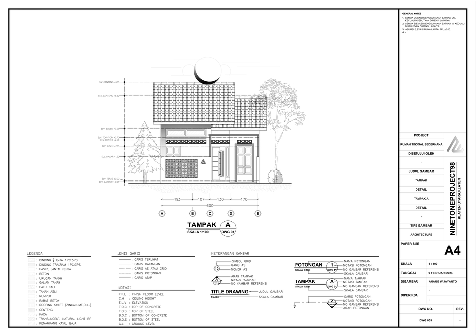 CAD Drawing - JASA GAMBAR ARSITEKTUR (DENAH,POTONGAN,TAMPAK) - 6