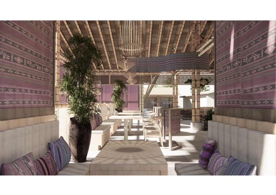 ออกแบบร้านค้า 3 มิติ perspective มุมมองภายในร้านสวยหรู ตกแต่งสไตล์ไทยร่วมสมัย