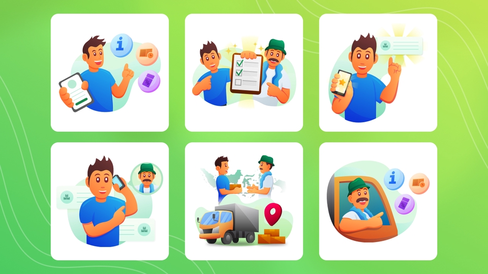 Ilustrasi kartun layanan pembuatan jasa desain dan ilustrasi untuk bisnis