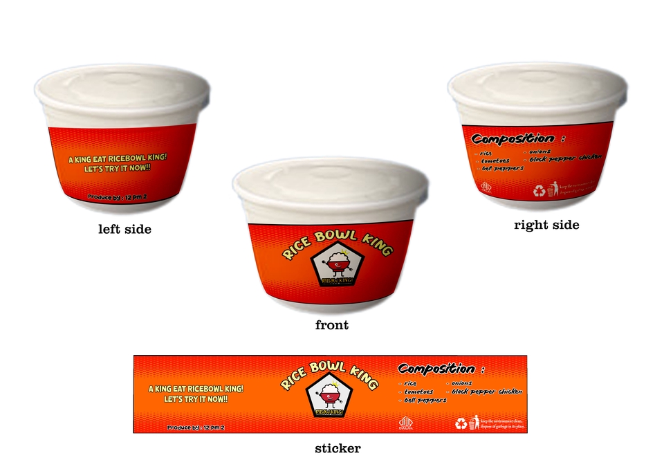 Desain Kemasan Rice Bowl dengan Logo Unik dan Desain Label Menarik