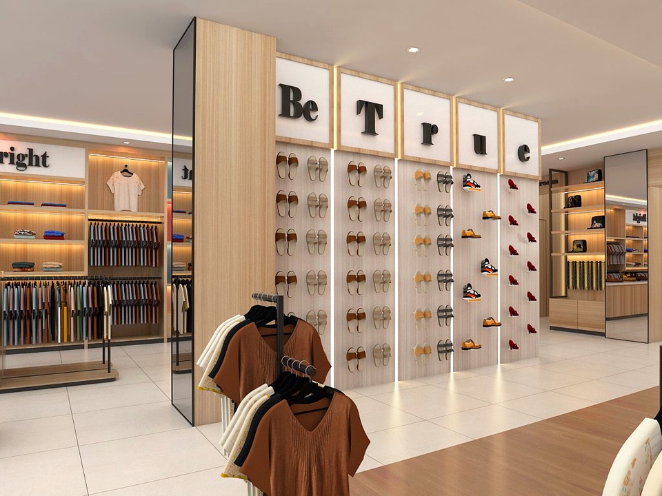 Desain lemari pakaian minimalis modern dengan rak sepatu dan aksesoris