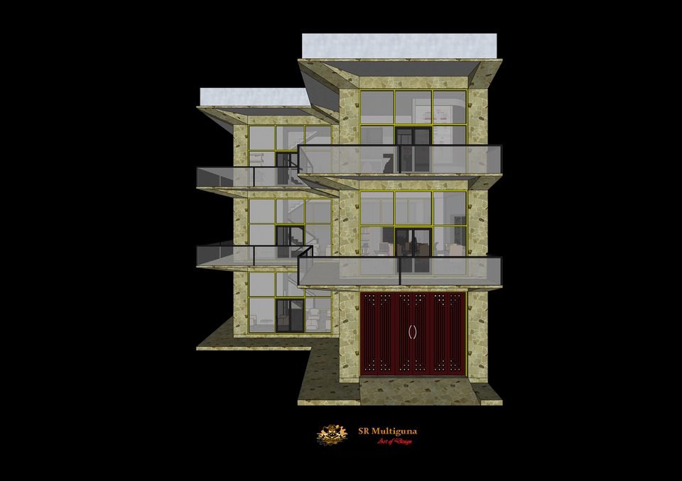 Jasa drafter arsitek freelance, gambar autocad rumah 3 lantai, desain bangunan modern.
