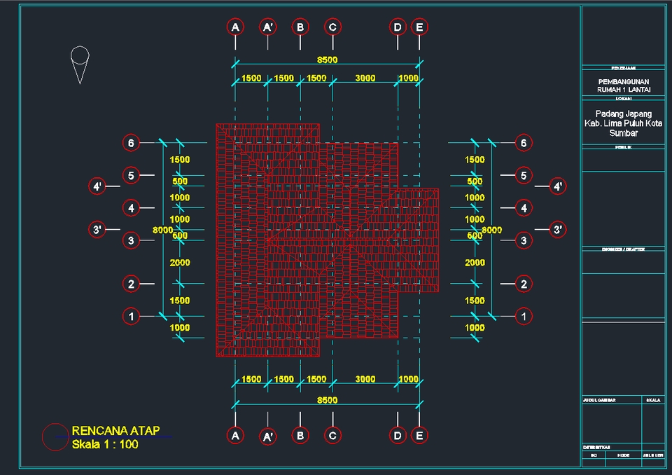 CAD Drawing - AUTOCAD Drawing IMB 1-3 Hari Jadi | Rumah Tinggal | Ruko | Kantor | Mess | Gambar Struktur - 7