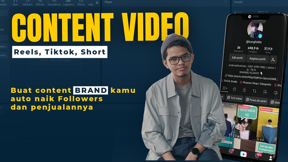 Membuat Konten Reels/ Tiktok/Short, Story ig & Feed 