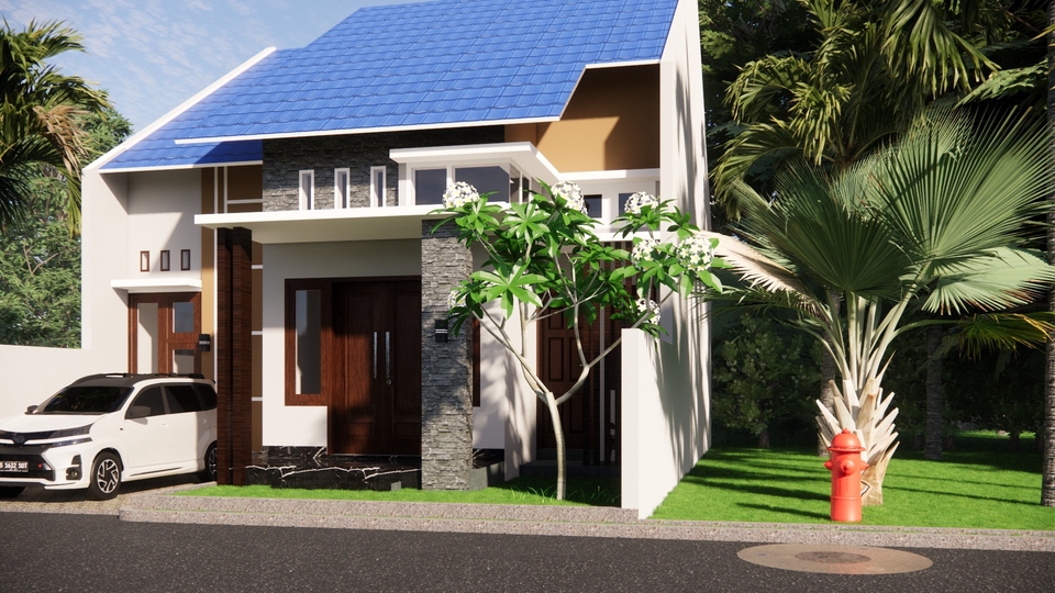 Jasa desain arsitektur rumah minimalis dengan render 3d, desain eksterior dan interior