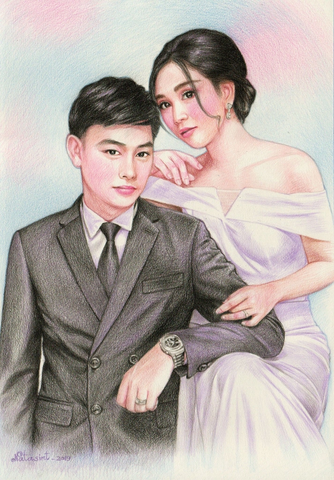 วาดภาพเหมือน Portrait - รับวาดภาพเหมือน งานสีไม้-งานดินสอ ขาว-ดำ - 27