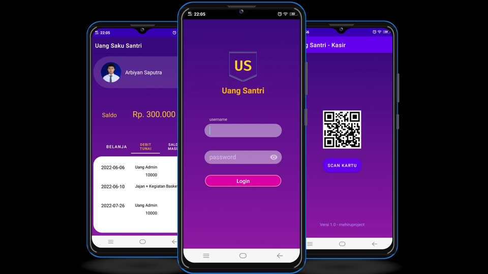 Jasa pembuatan aplikasi android mobile apps buat aplikasi android dengan tampilan aplikasi untuk uang saku santri