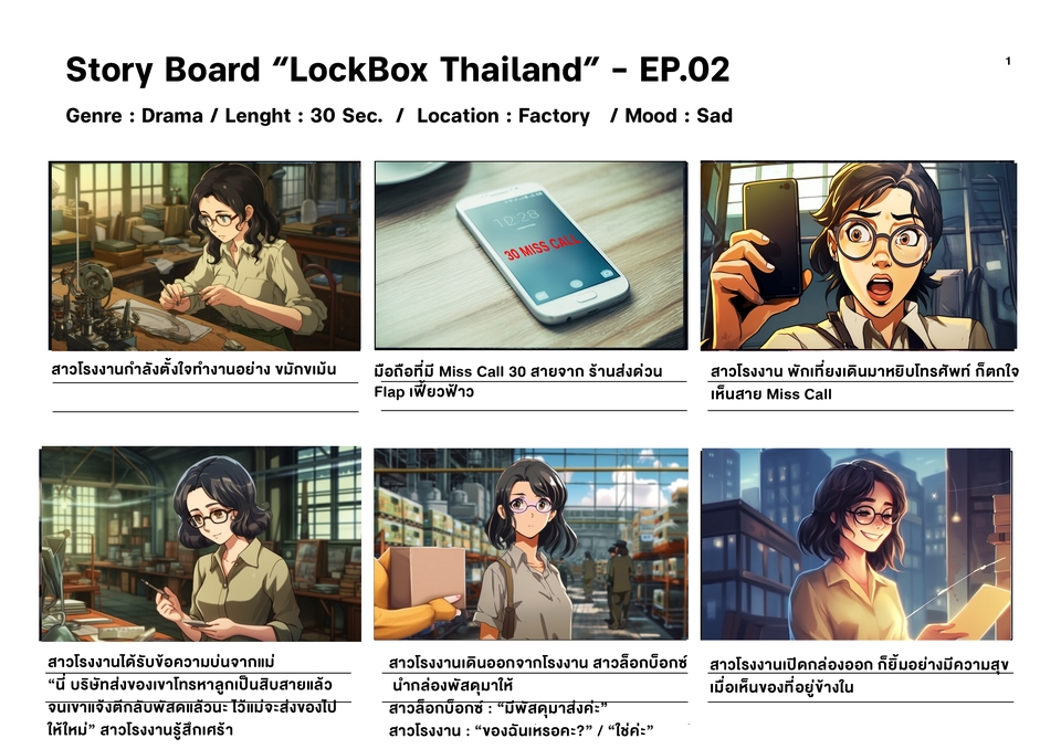 สตอรี่บอร์ด Lockbox Thailand EP.02 สตอรี่บอร์ด โฆษณา สตอรี่บอร์ดหนังสั้น storyboard