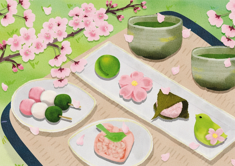 รับวาดภาพประกอบ เกี่ยวกับ ดอกไม้ ญี่ปุ่น สไตล์ญี่ปุ่น วาดภาพประกอบการ์ตูน วาดภาพประกอบของเล่นเด็ก
