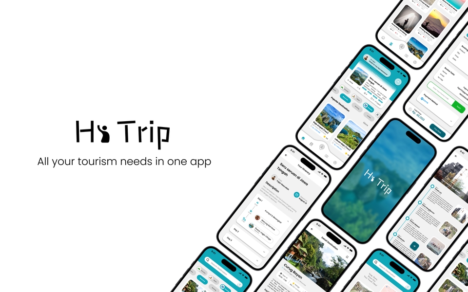Desain UI UX Mobile App untuk aplikasi perjalanan wisata, contoh desain aplikasi mobile, desain aplikasi travel, desain ui ux aplikasi wisata.