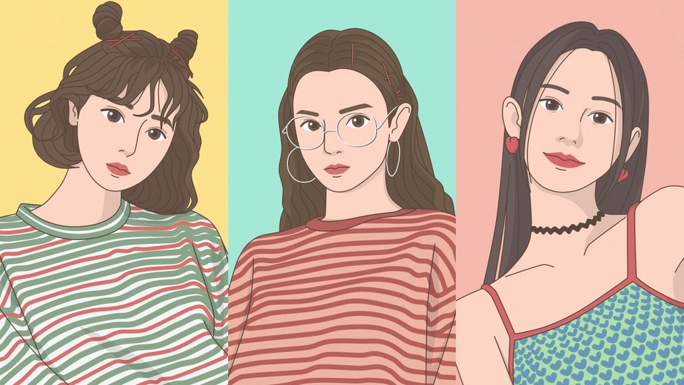 รับวาดภาพเหมือนการ์ตูน สีน้ำลายเส้นน่ารัก สไตล์เกาหลี