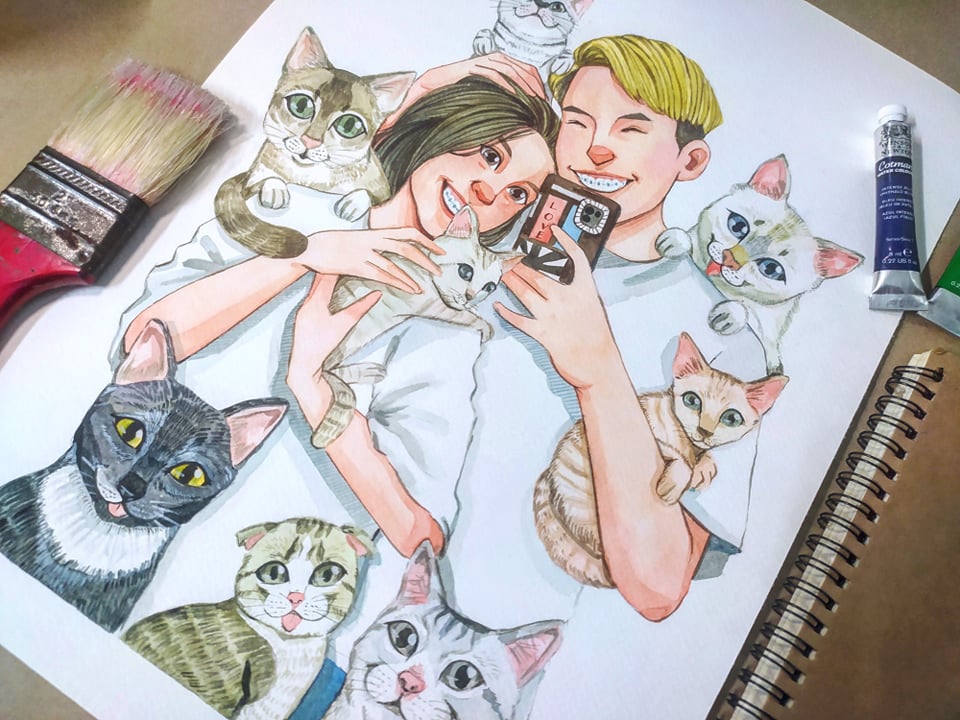 วาดภาพเหมือน Portrait - รับวาดภาพการ์ตูนสีน้ำ / watercolor painting - 10