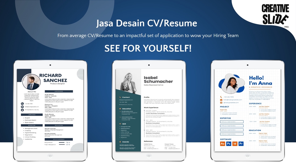 Jasa Desain CV (Curriculum Vitae) & Portofolio - Desain CV/Resume Profesional Berkualitas Tinggi Selesai dalam 12 Jam! (Revisi Tanpa Batas)