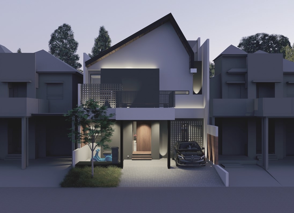 Jasa Desain Eksterior 3D Rumah Minimalis Modern - Gambar Render 3D Arsitektur Rumah