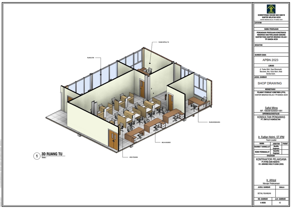 Desain Interior Kantor 3D untuk Platform Freelance Indonesia