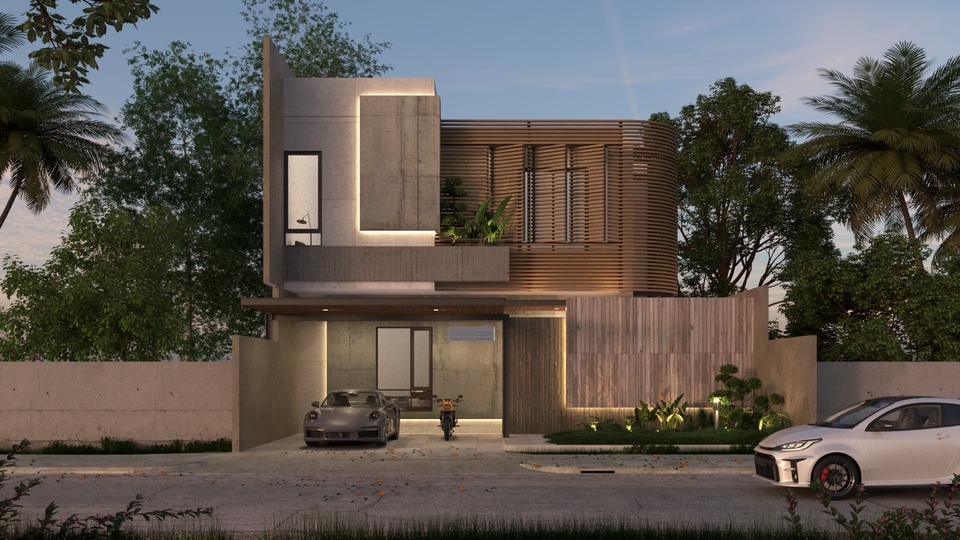 Jasa desain exterior rumah minimalis modern dengan render 3d