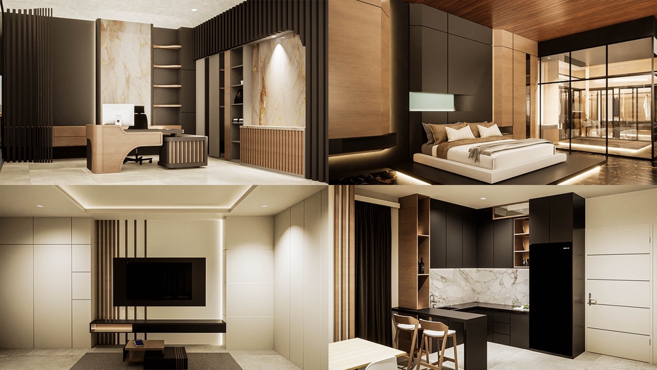 3D & Perspektif - Desain Interior Modern Minimalist  - 1