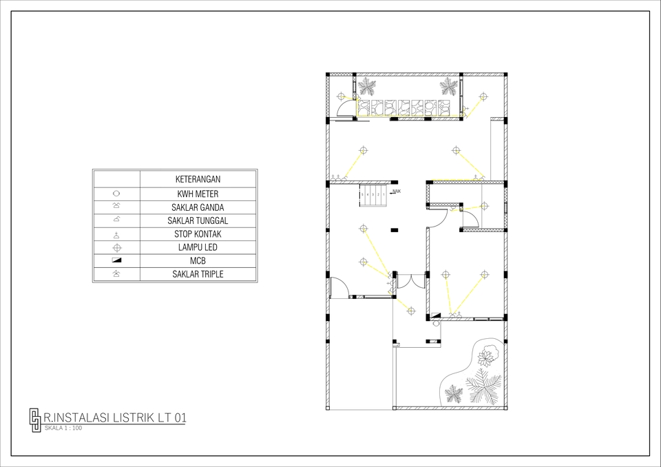 Jasa drafter autocad freelance murah untuk gambar denah instalasi listrik rumah di Indonesia.