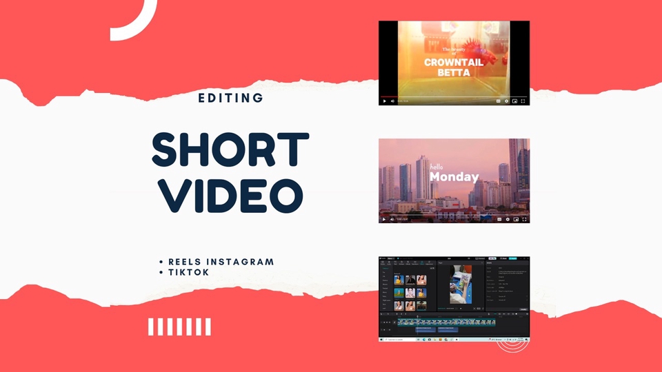 Jasa edit video pendek untuk Reels, TikTok, dan Youtube dengan harga terjangkau.