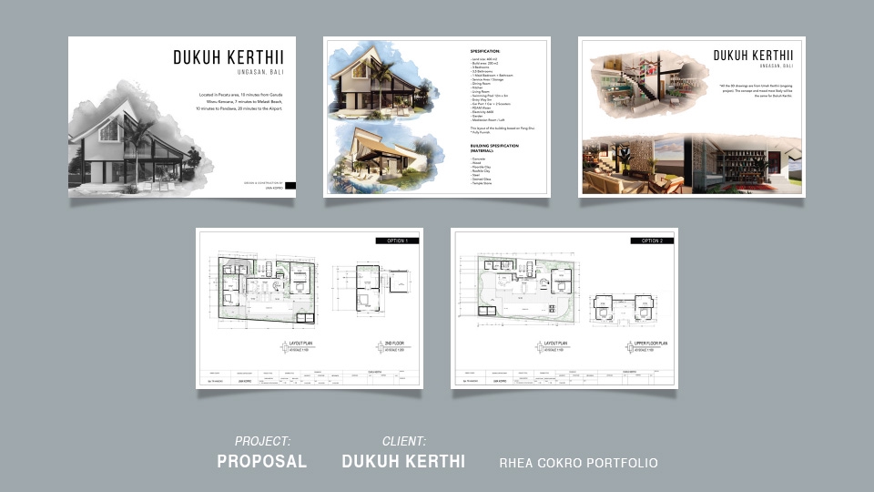 Proposal desain rumah modern dengan konsep minimalis, cocok untuk rumah tinggal di perumahan dengan ruang tamu, ruang makan, dan dapur yang luas.