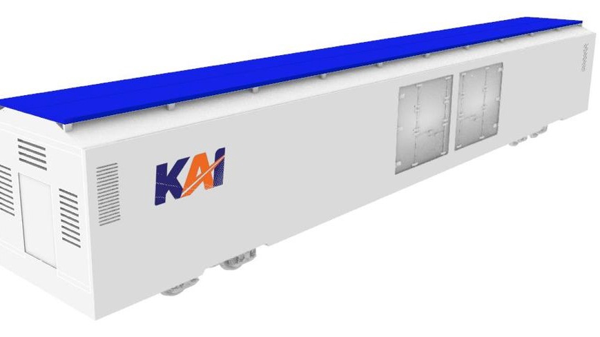 Desain 3D eksterior kereta api dengan logo KAI, model 3d, desain 3d, gambar 3d, jasa desain 3d, jasa render 3d, jasa desain, jasa desain kereta api.