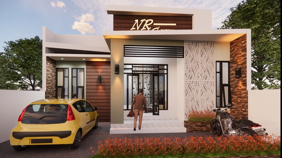 3D & Perspektif - 3D EKSTERIOR MINIMALIS GAYA RUMAH INDONESIA MODERN!! - 4