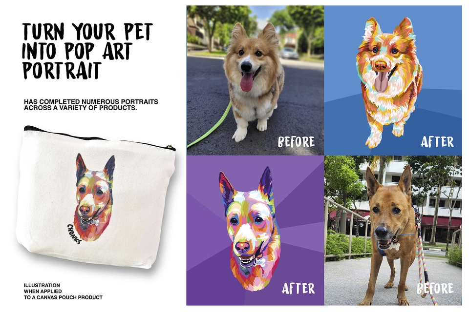 Gambar dan Ilustrasi - Illustrasi Portrait Pet Hewan Peliharaan style WPAP Pop Art - 3