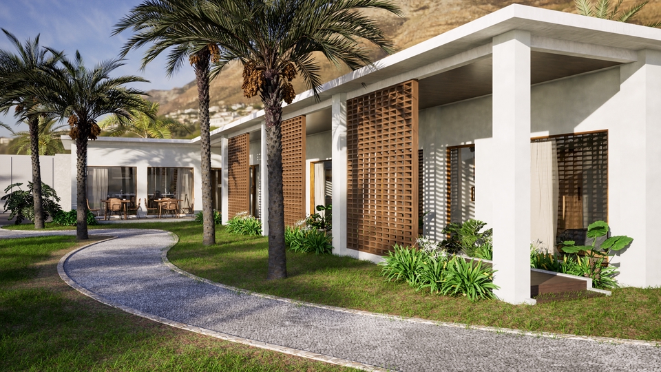 Jasa desain exterior 3d untuk rumah minimalis modern.