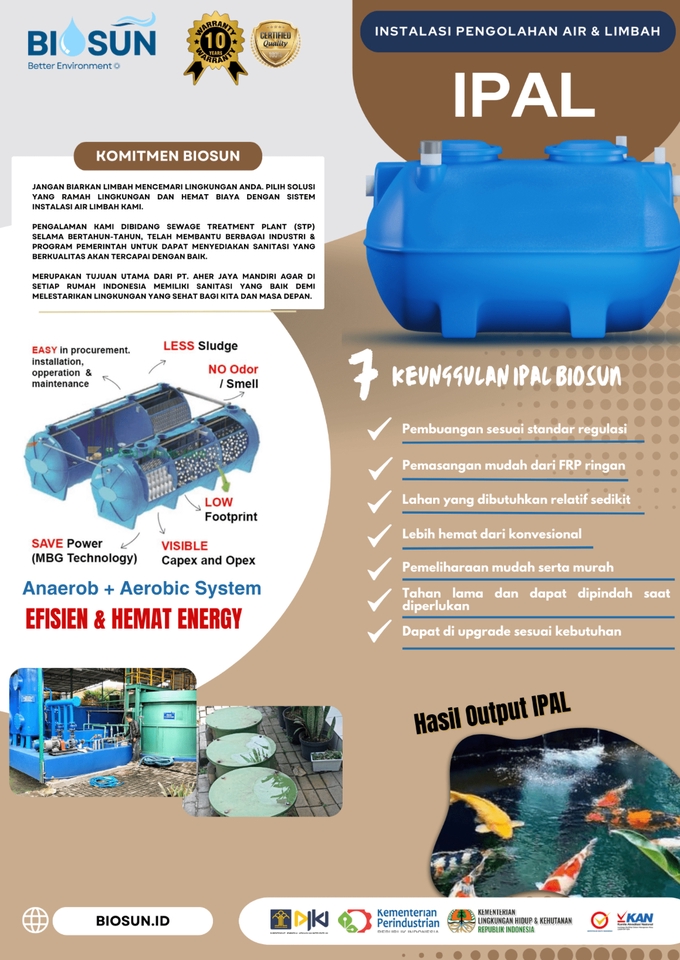 Jasa desain banner instagram untuk promosi instalasi pengolahan air limbah IPAL dengan sistem bio-aerobik yang hemat energi dan ramah lingkungan.