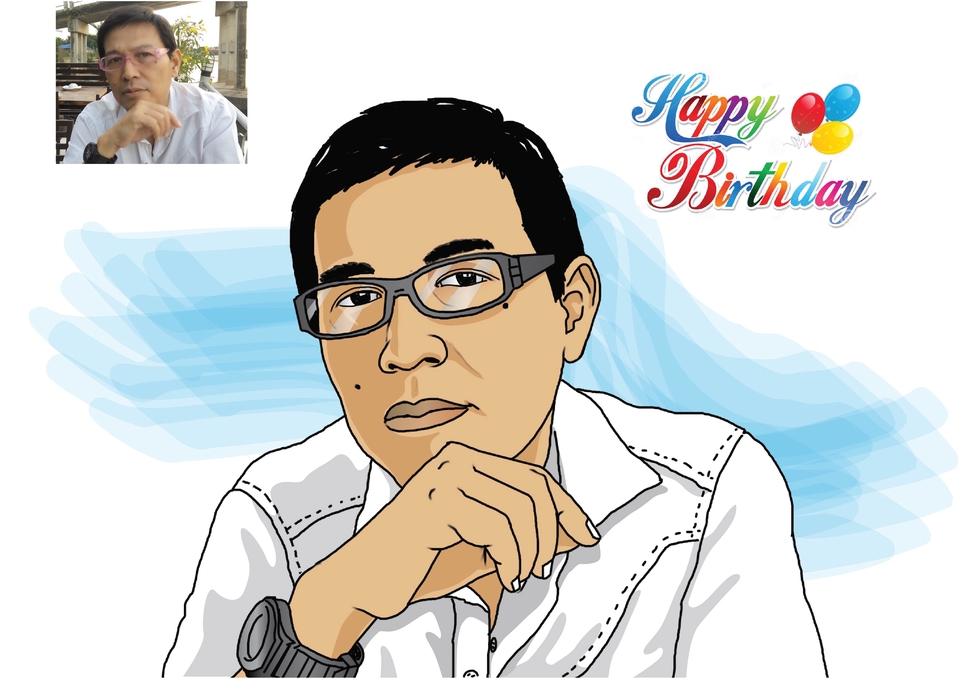 วาดภาพเหมือน Portrait - รับวาดภาพ Portrait แบบ illustrator Vector - 6