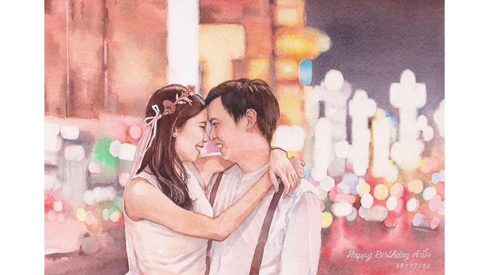 วาดภาพเหมือน Portrait - รับวาดภาพเหมือนสีน้ำ Portrait คน สัตว์ ดอกไม้ วิว  - 24