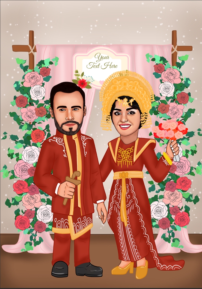 Gambar Potret - Ilustrasi Karikatur couple & Family - 5